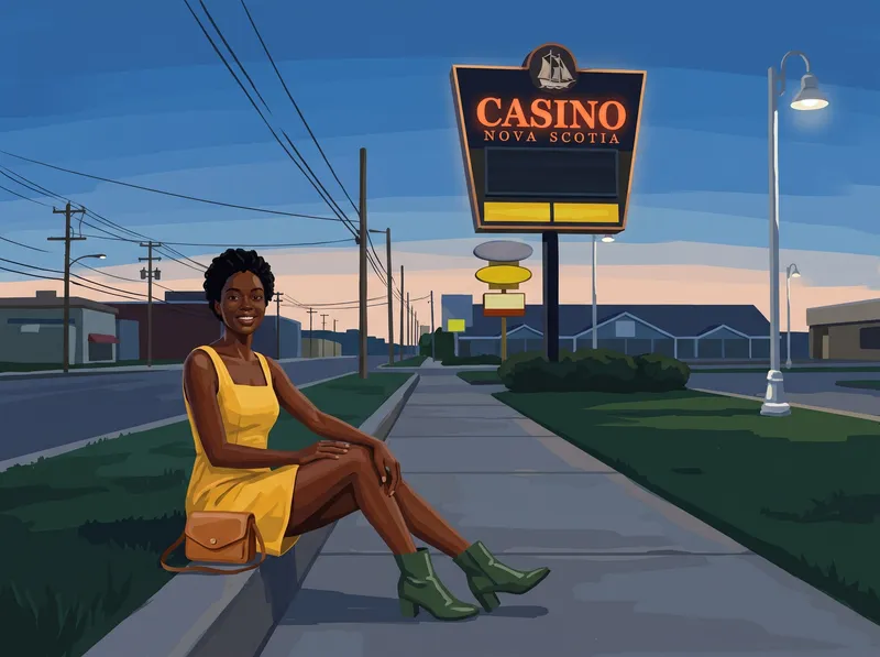 A woman by the Casino Nova Scotia sign in Sydney